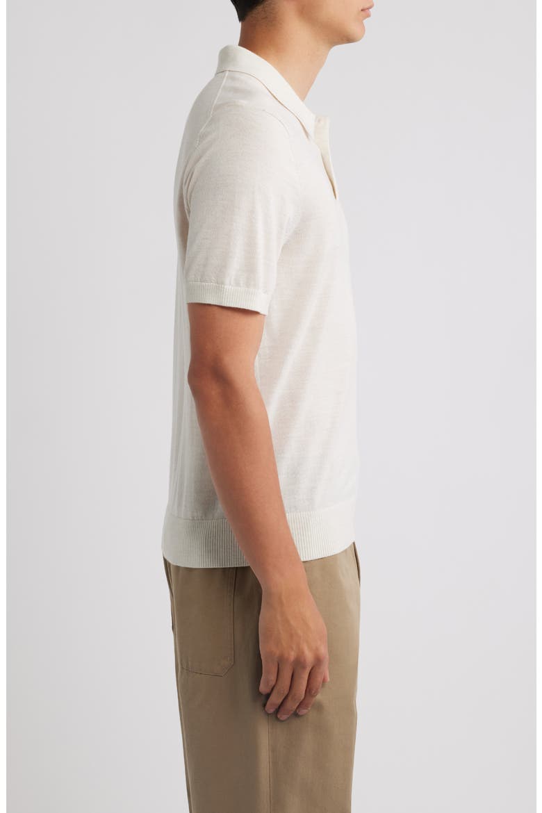 Short Sleeve Merino Wool Polo Sweater, Alternate, color, BLANCO