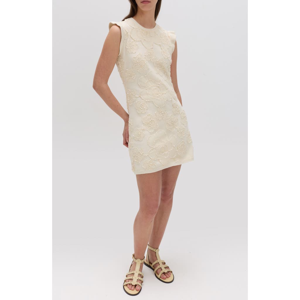 M&S Floral Appliqué Minidress in Cream at Nordstrom, Size Medium