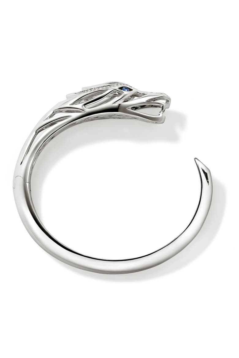 Naga Hinged Cuff, Sterling Silver, Diamonds, Alternate, color, SILVER