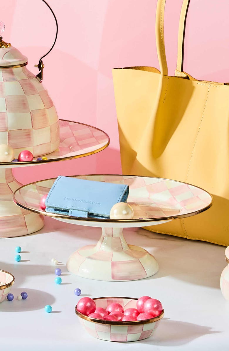 MACKENZIE CHILDS Rosy Check Small Pedestal Platter, Alternate, color, Rosy