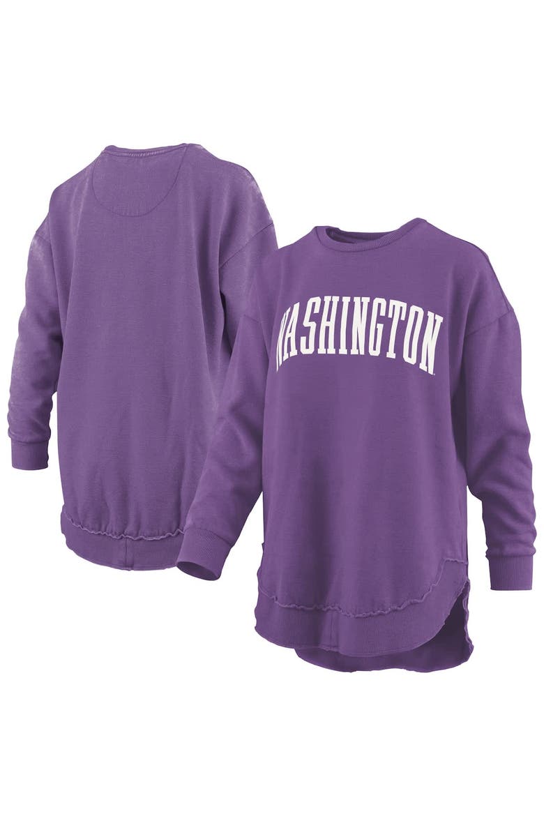 Women's Pressbox  Purple Washington Huskies Melange Poncho Vintage Fleece Long Sleeve Pullover Sweatshirt, Main, color, Purple