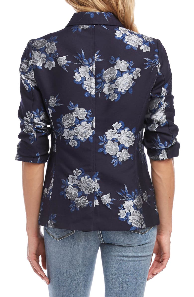 Karen Kane Floral Jacquard Ruched Sleeve Jacket, Alternate, color,