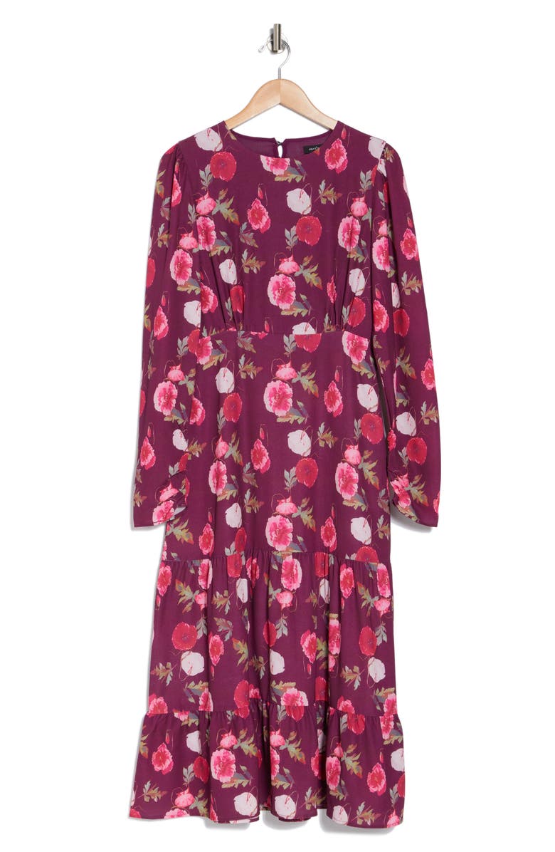 AREA STARS Bouquet Long Sleeve Maxi Dress, Alternate, color, Burgundy