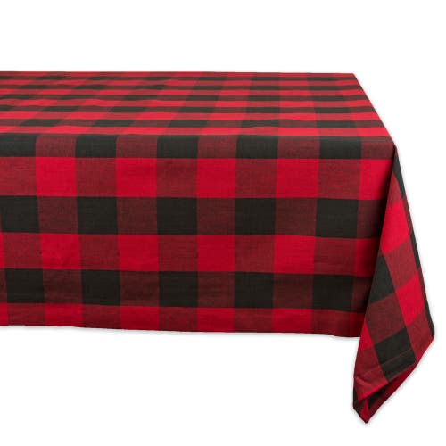 Dii Buffalo Check Woven Cotton Tablecloth In Tango Red