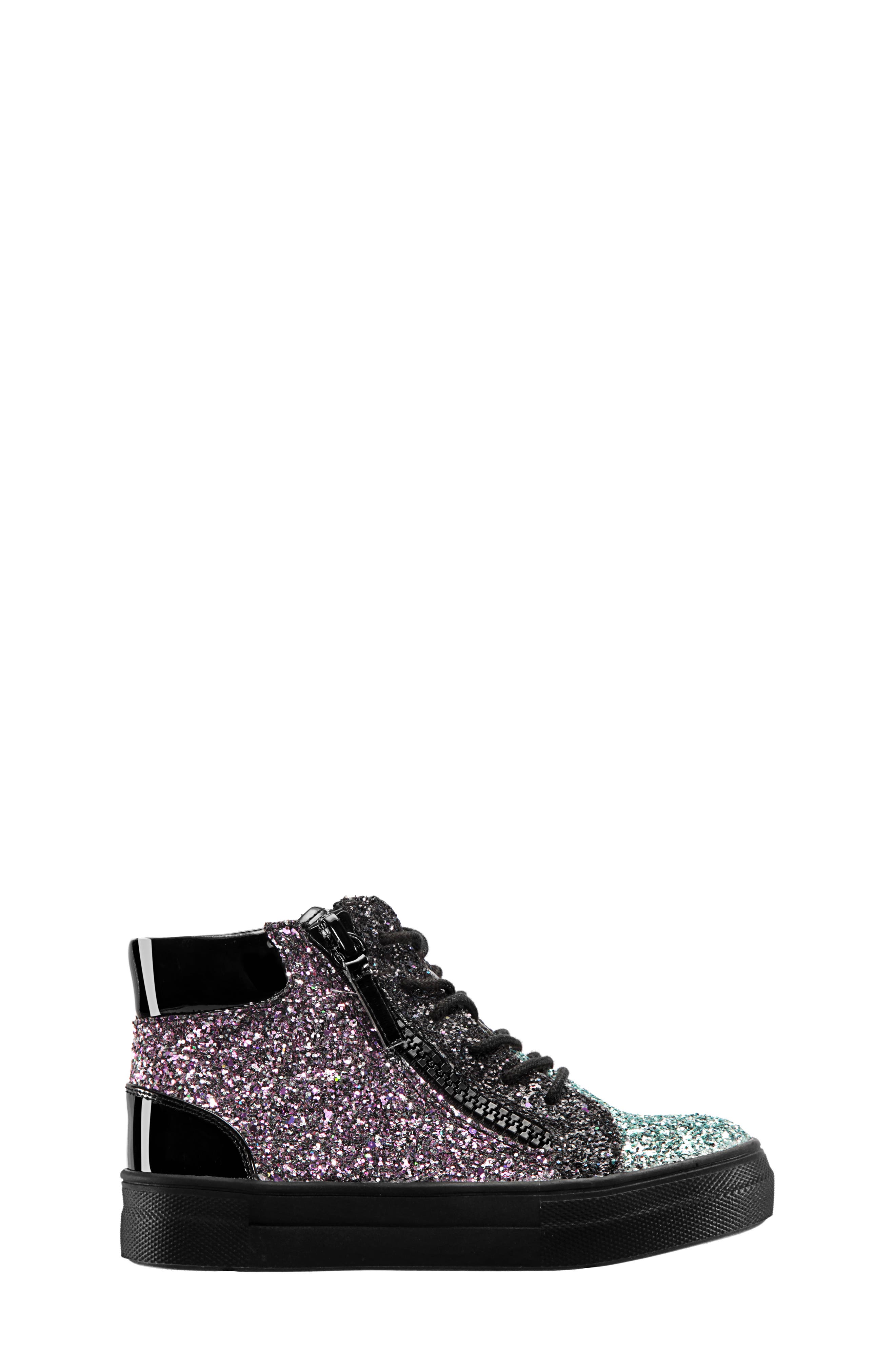 Hylda Glitter High Top Sneaker, Alternate, color, BLACK MULTI GLITTER/ PATENT