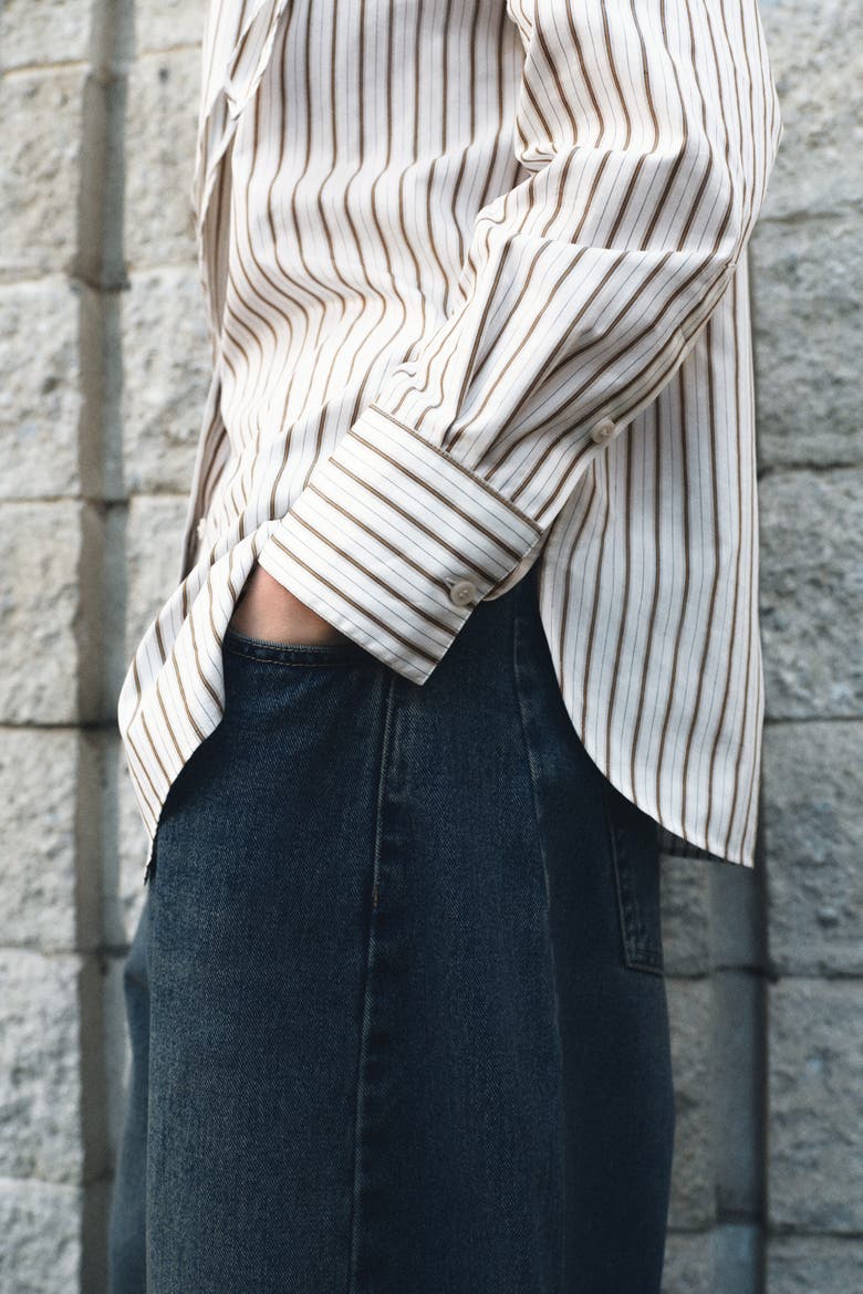 Shirt With Scarf, Alternate, color, White/striped