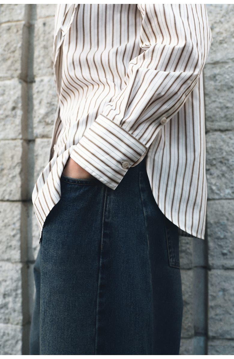H&M Shirt With Scarf, Alternate, color, White/Striped