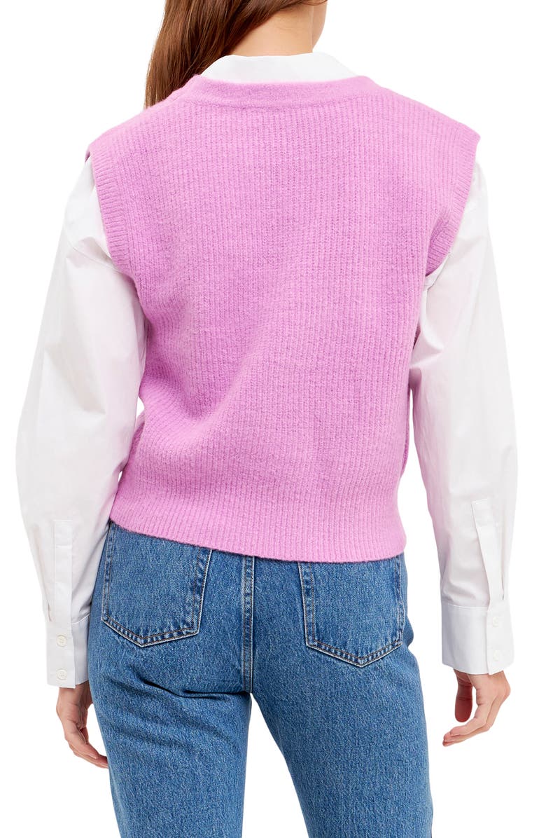 English Factory Rib Sweater Vest, Alternate, color, Orchid