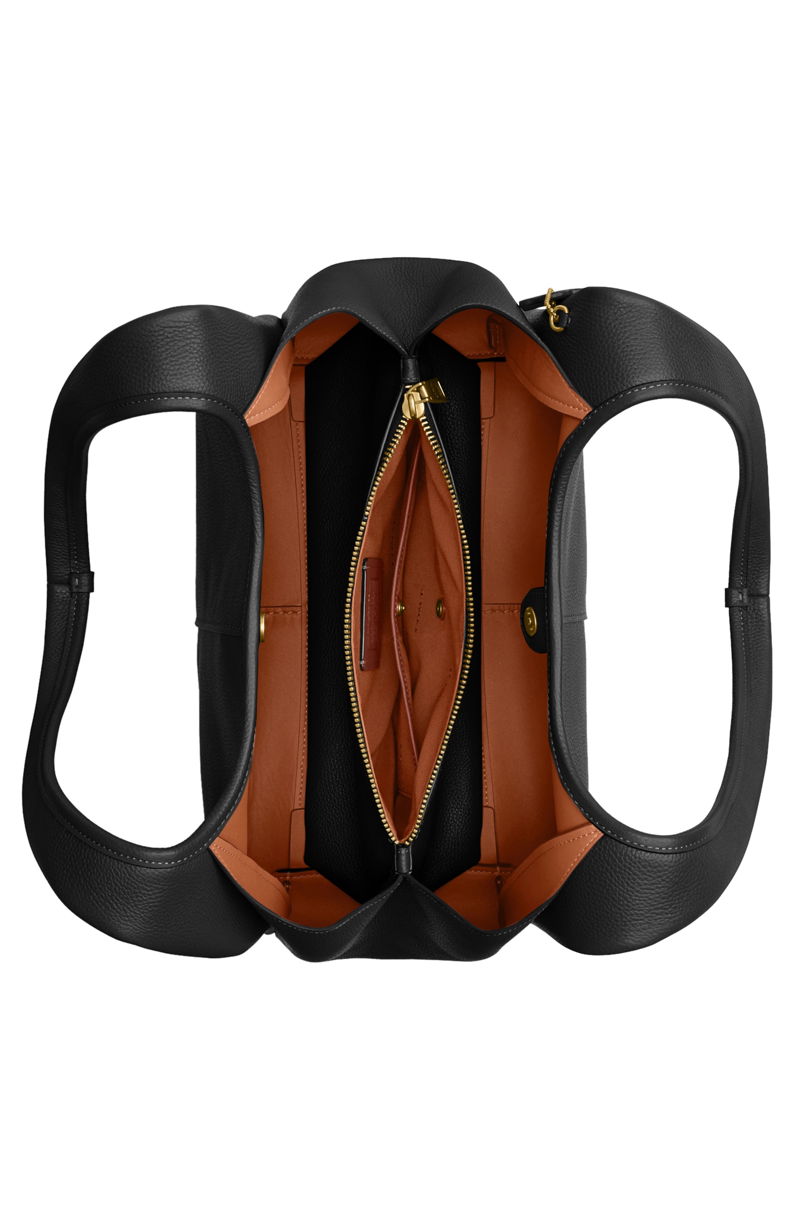 COACH Lana Polished Pebble Leather Shoulder Bag, Alternate, color, Black