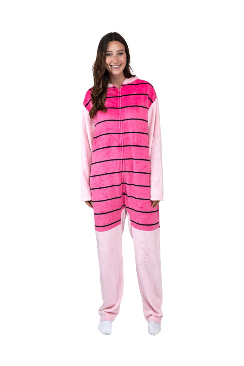 Winnie the Pooh Fleece Hooded Coverall, Alternate, color, Piglet Stripe Pink