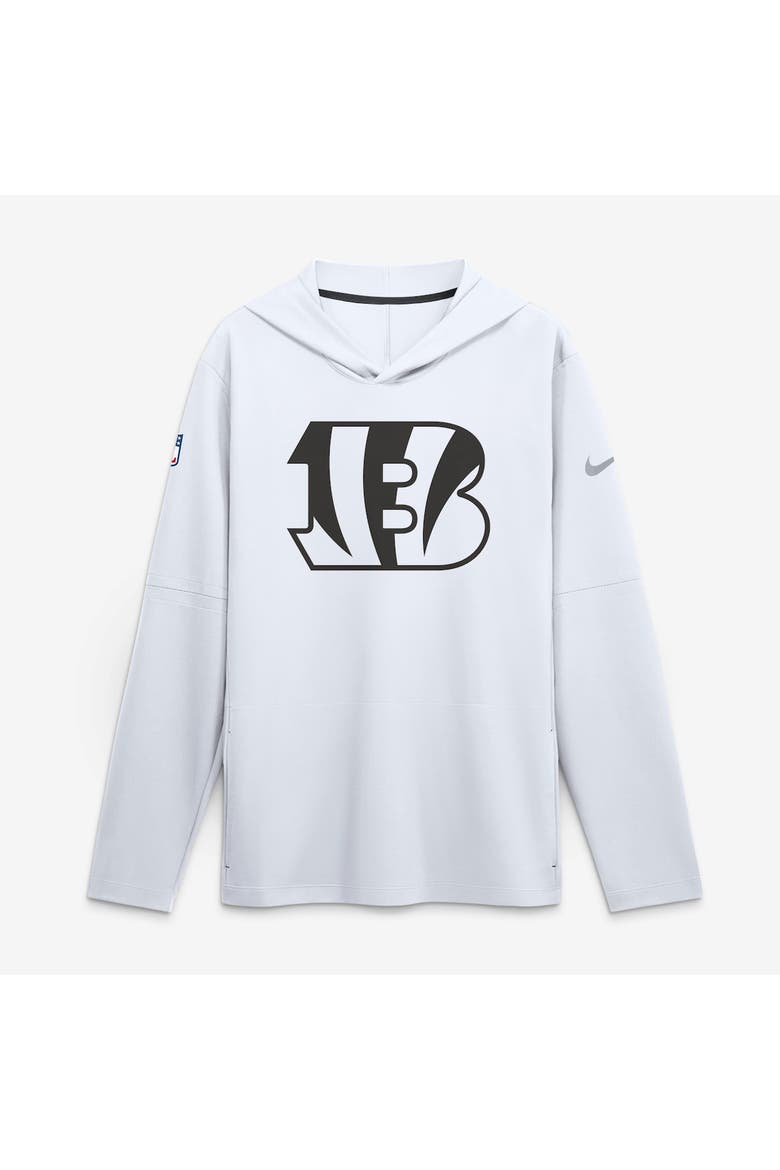 Men's Nike White Cincinnati Bengals Sideline Alternate Lightweight Long Sleeve Hooded Dri-FIT T-Shirt, Main, color, White