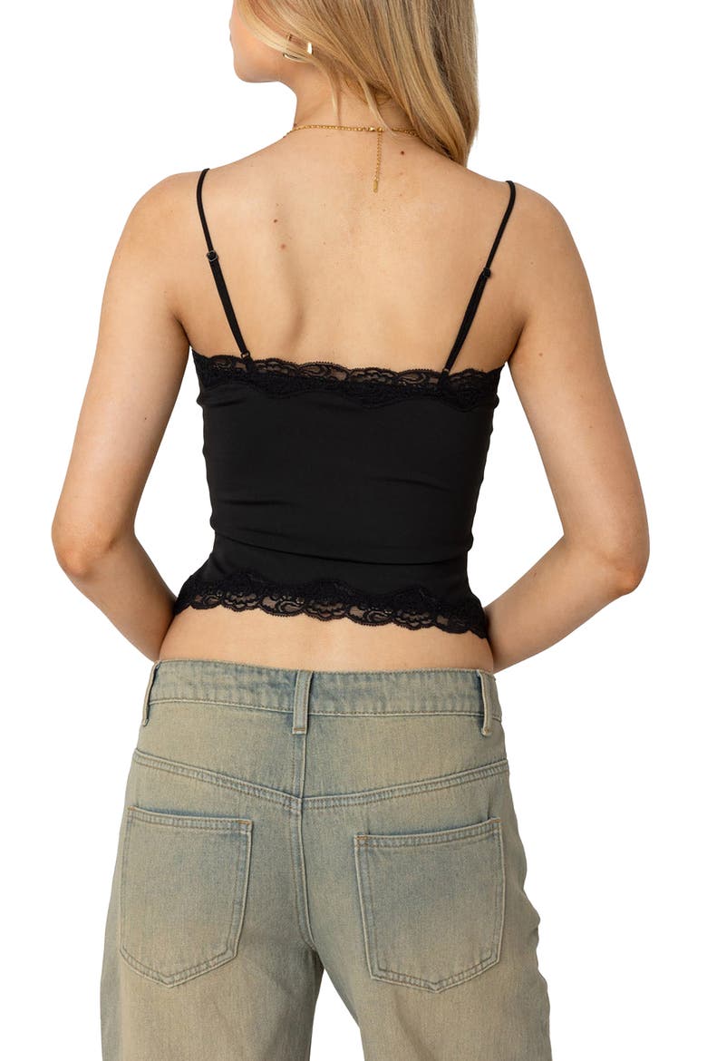 Cruella Lace Trim Camisole, Alternate, color, BLACK