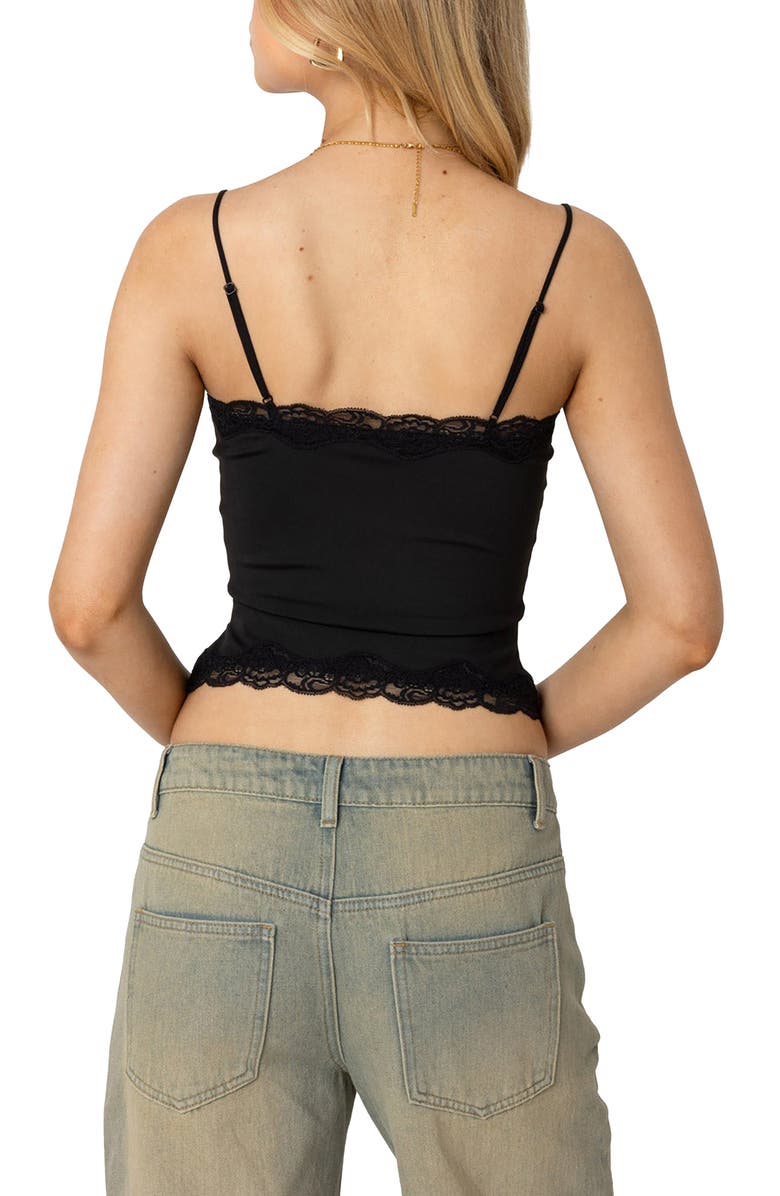 EDIKTED Cruella Lace Trim Camisole, Alternate, color, Black