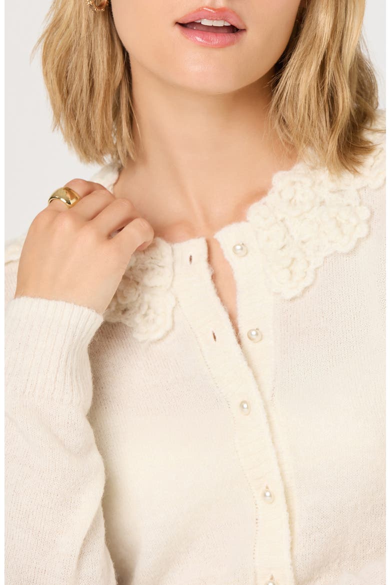 Meadow Lace Collar Cardigan, Alternate, color, OFF WHITE