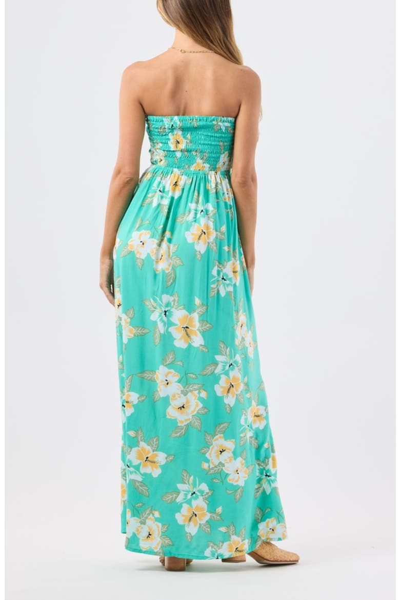 Makani Floral Strapless Maxi Dress, Alternate, color, ISLAND BLOOM TEAL