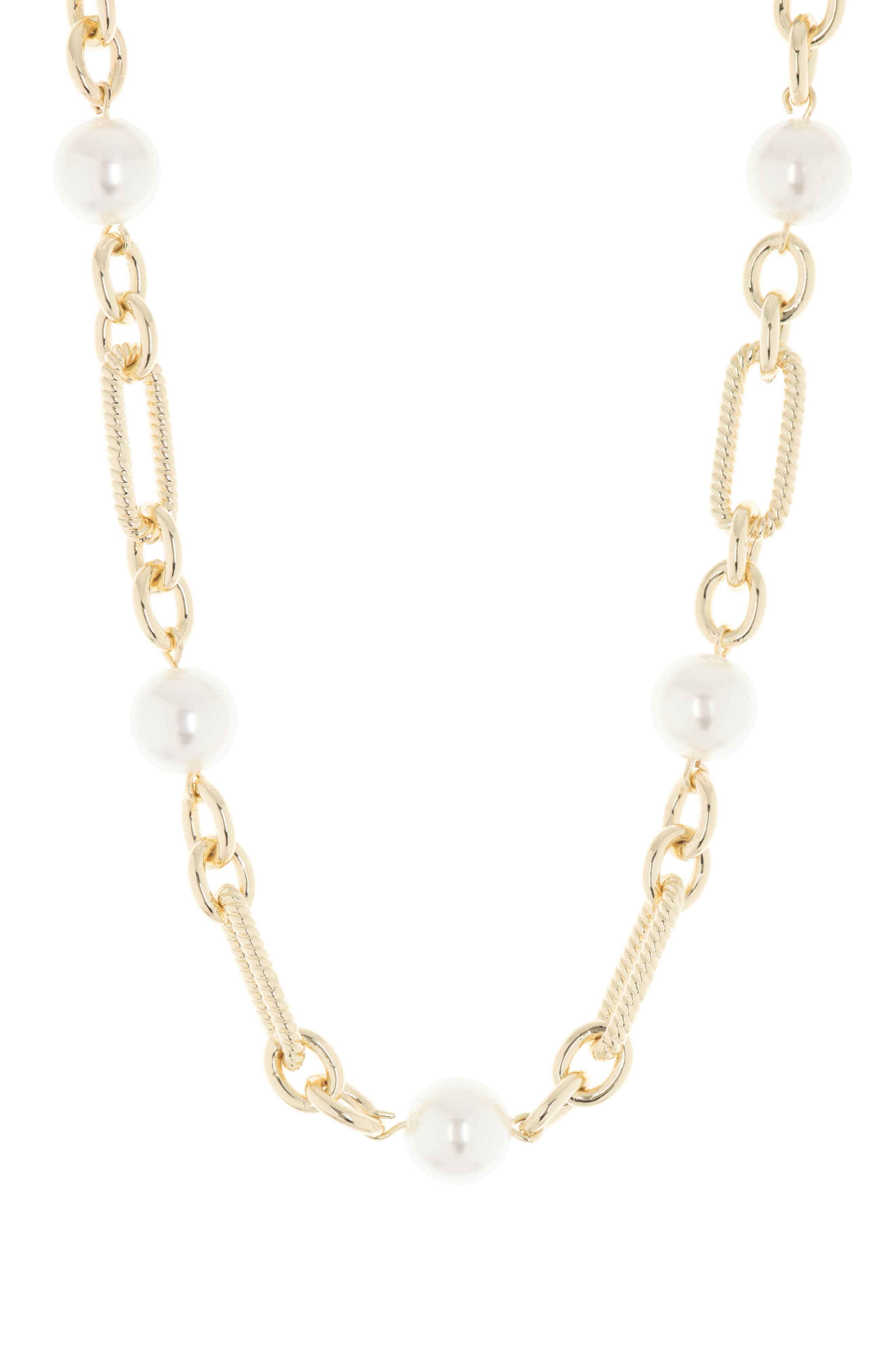 Juvell 18K Gold Plate Synthetic Pearl Chain Necklace