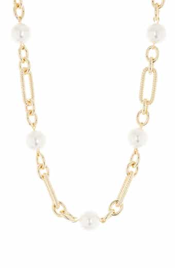 Juvell 18K Gold Plate Synthetic Pearl Chain Necklace