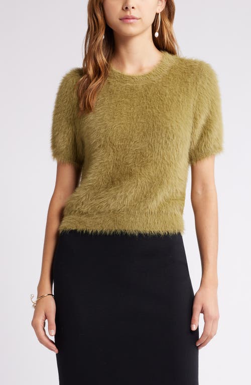 Open Edit Eyelash Sweater In Olive Brine