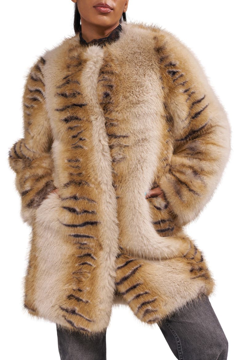 Elle Faux Fur Jacket, Main, color, CREAM MULTI