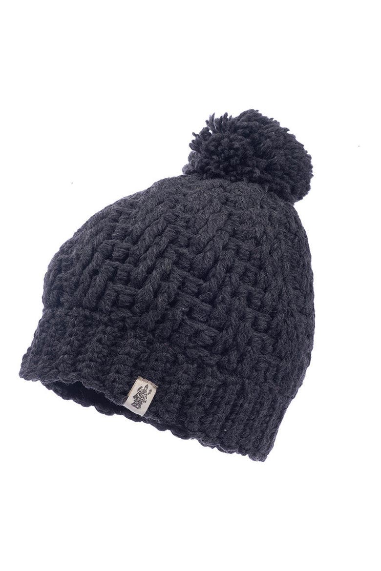 Swirl pom beanie, Main, color, Charcoal