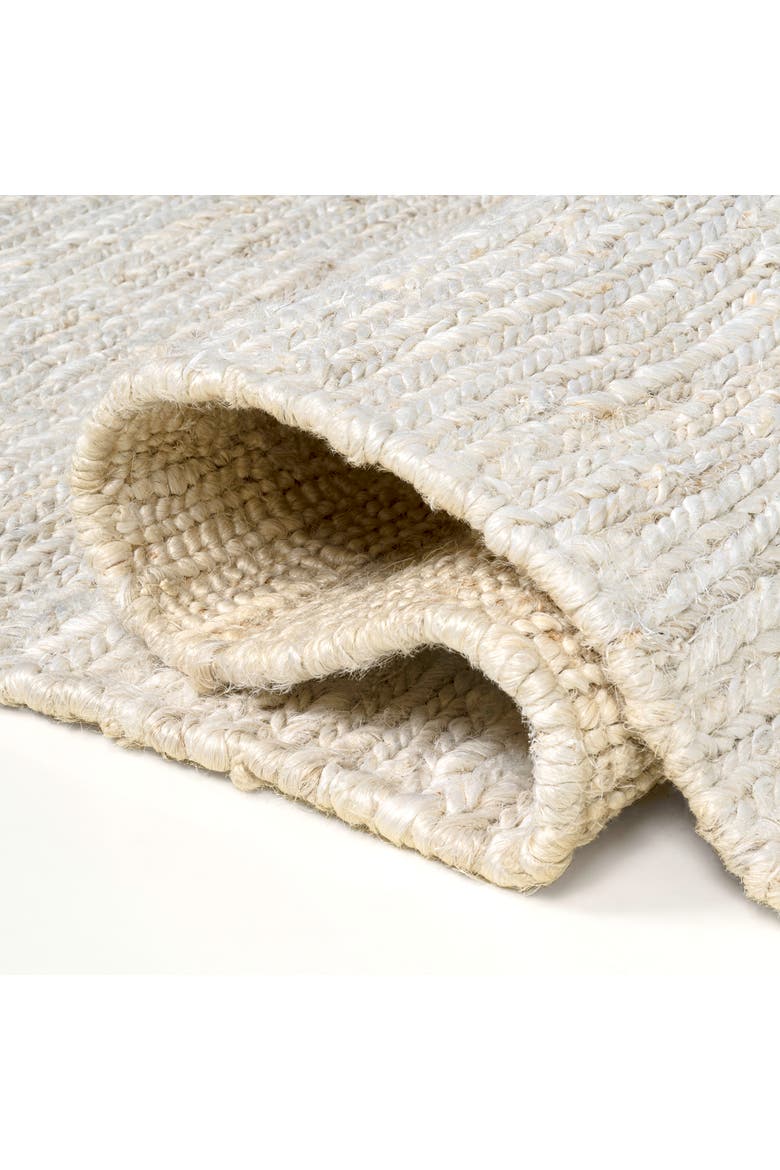 Griffin Rustic Farmhouse Woven Jute Solid Area Rug, Alternate, color, Bleach
