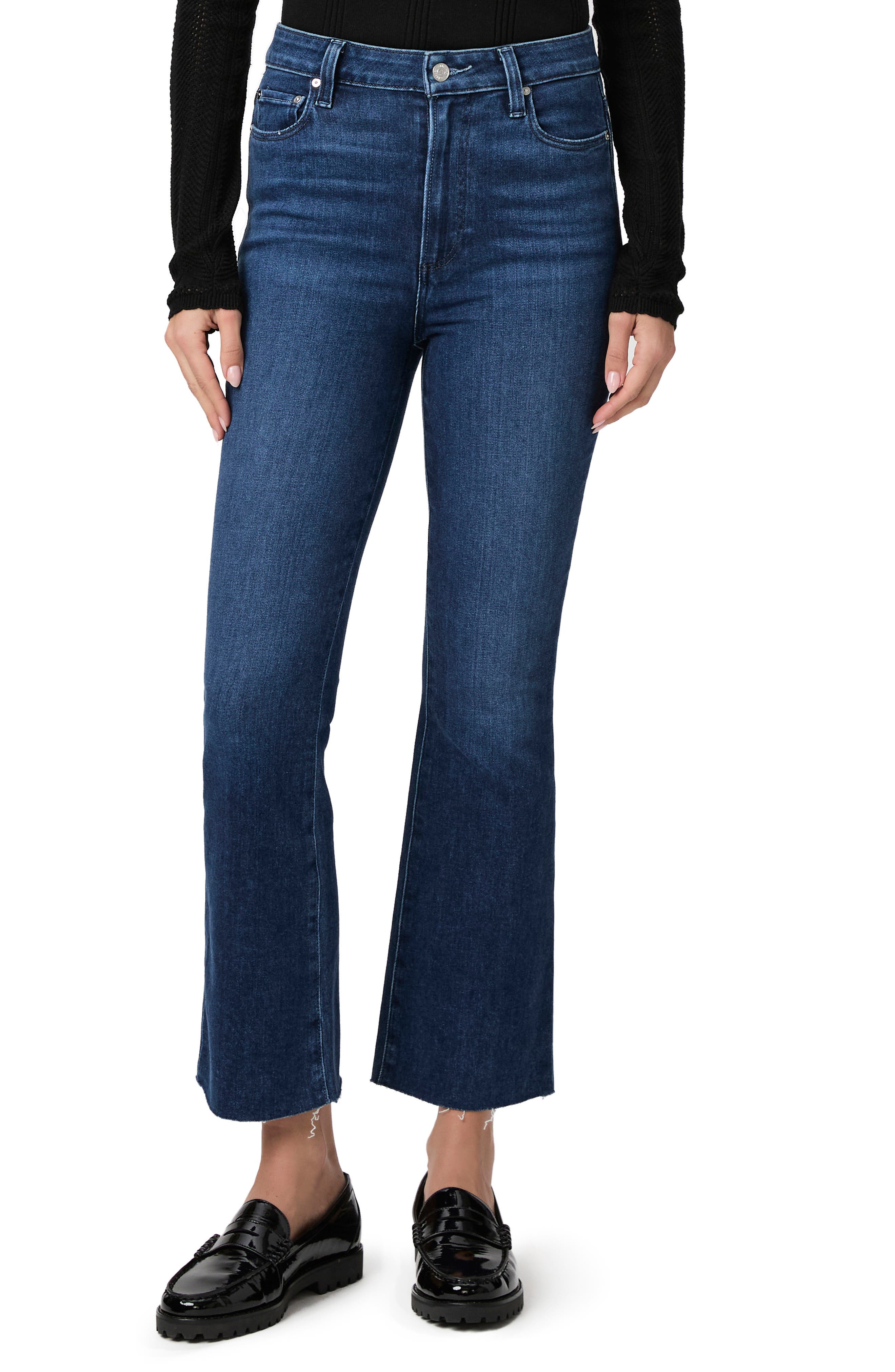 PAIGE Claudine Raw Hem High Waist Ankle Flare Jeans