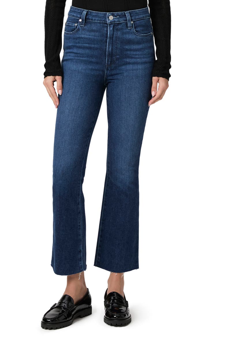 Claudine Raw Hem High Waist Ankle Flare Jeans, Main, color, SAIL AWAY