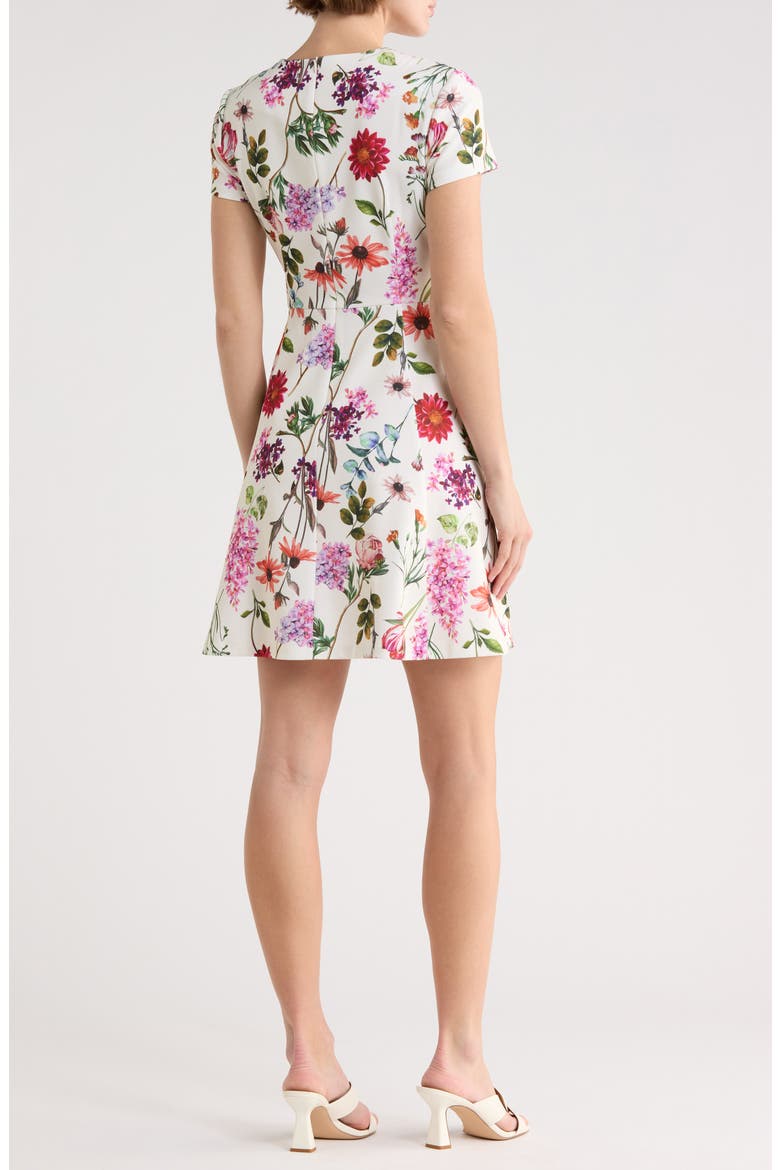 Floral Fit & Flare Dress, Alternate, color, IVORY MULTI