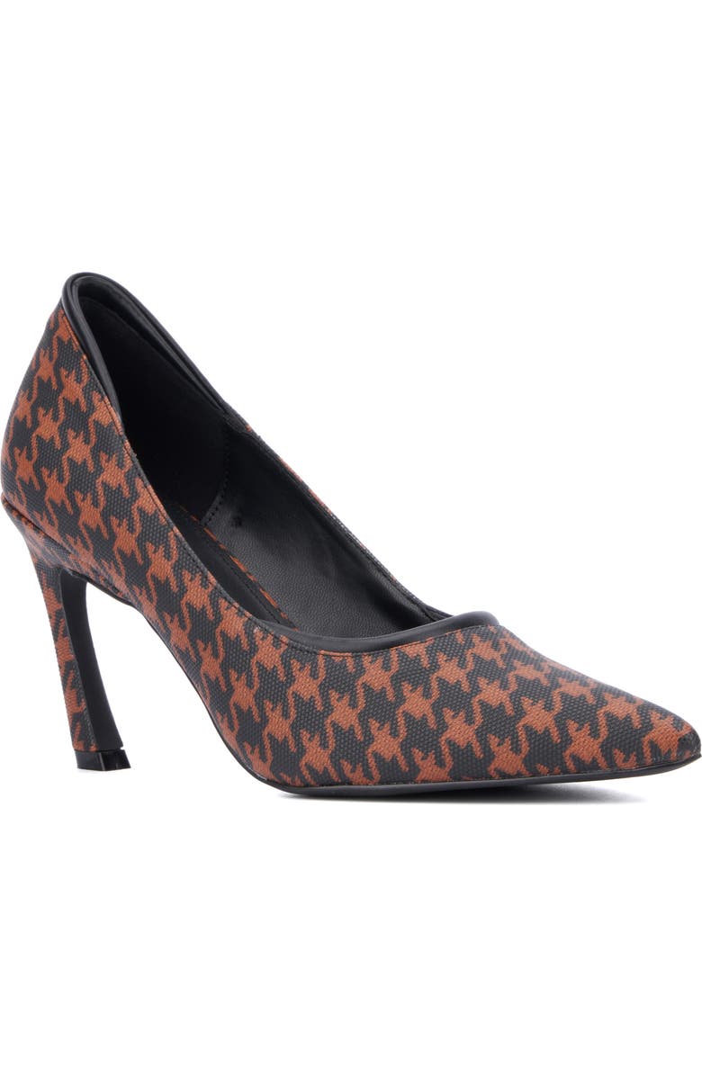 NEW YORK AND COMPANY Kailynn Stiletto Pump, Main, color, Brown Houndstooth
