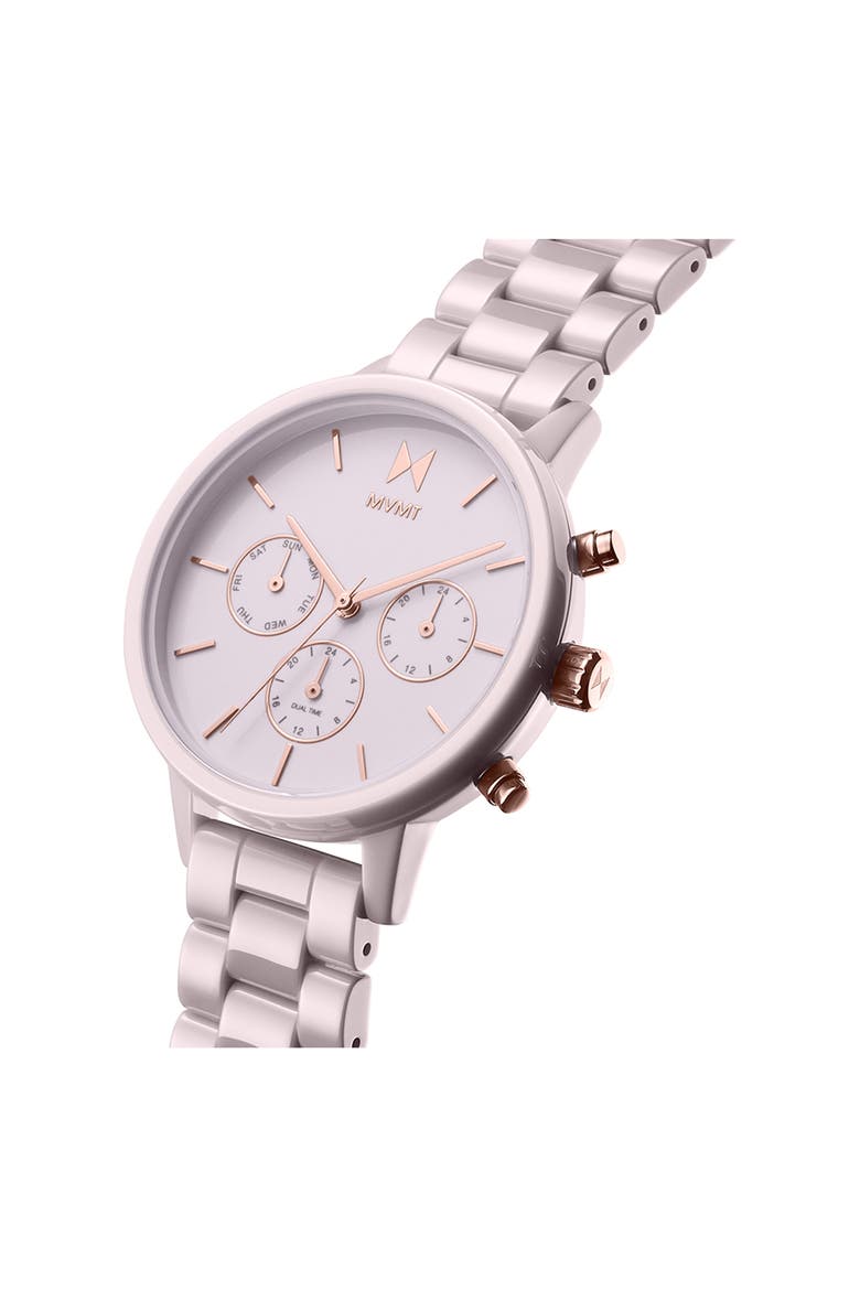 Nova Ceramic Chronograph Bracelet Watch, 38mm, Alternate, color, BLUSH