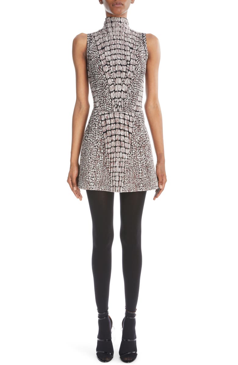 Alaïa Reptile Pattern Sleeveless Funnel Neck Bodysuit, Alternate, color, 