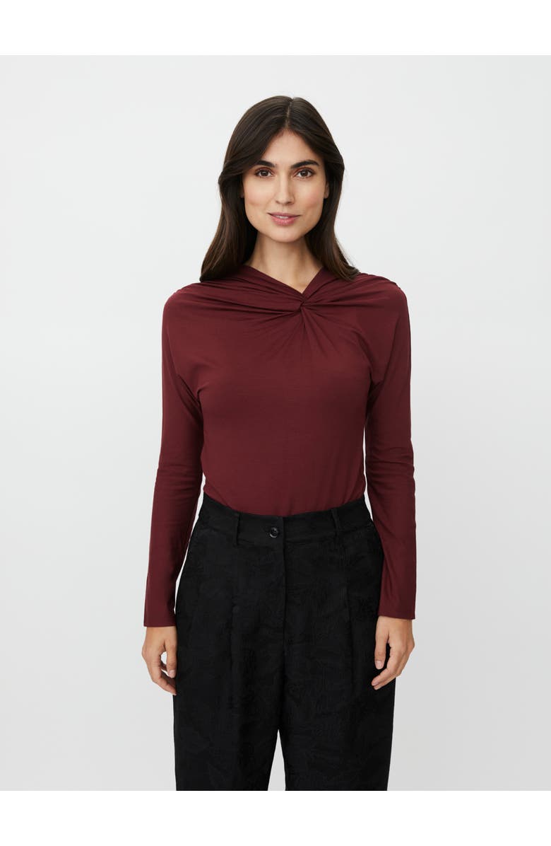 Masai Copenhagen Mabelvina Asymmetric Twist Neck Top, Main, color, Tawny Port