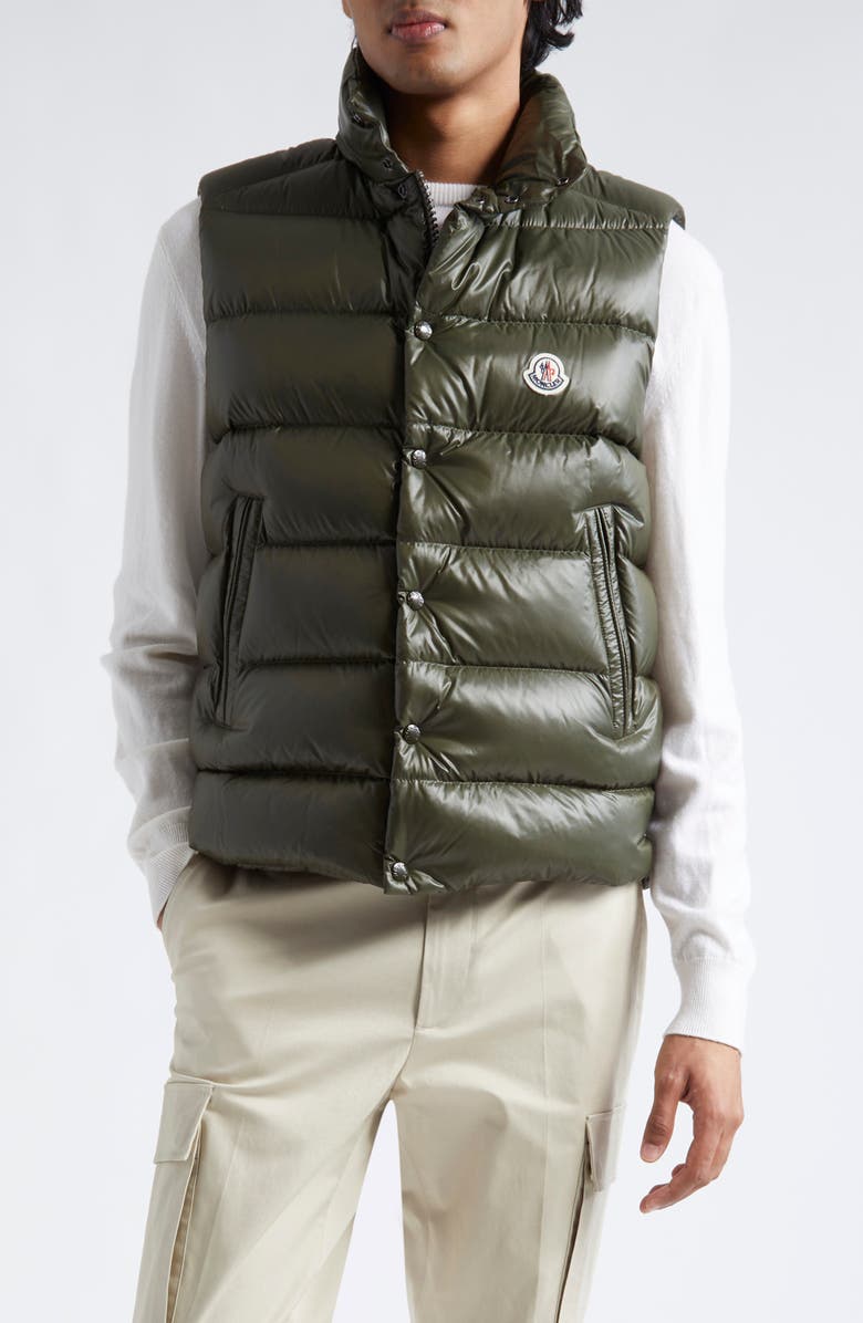 Moncler Tibb Down Puffer Vest, Main, color, Olive Green