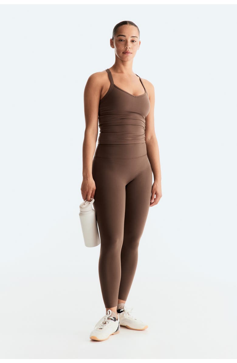 H&M Integral-bra Sports Top With Softmove, Alternate, color, Mocha