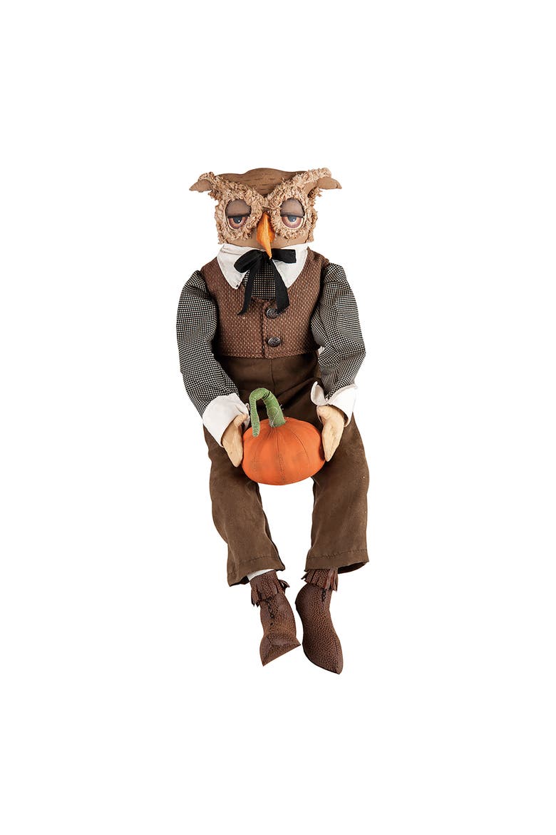 Tobias Owl Pumpkin Joe Spencer Gathered Traditions Figurine 31", Main, color, Brown
