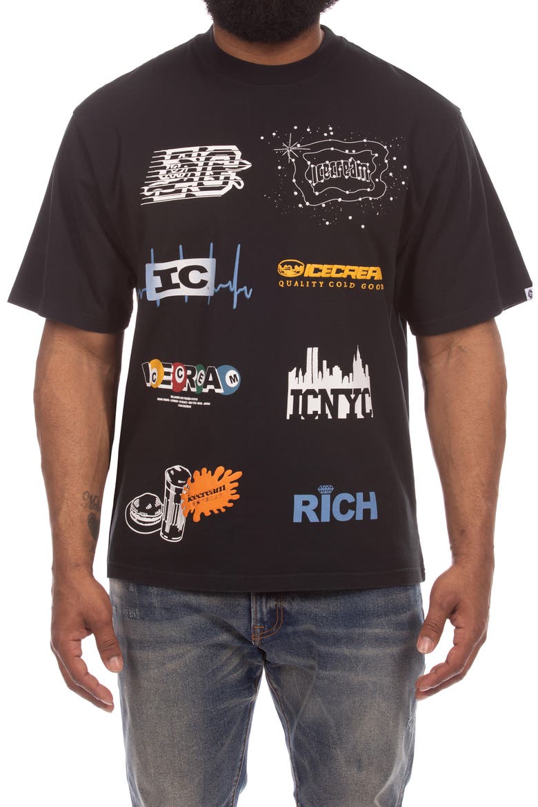 Rich Graphic T-Shirt, Main, color, BLACK