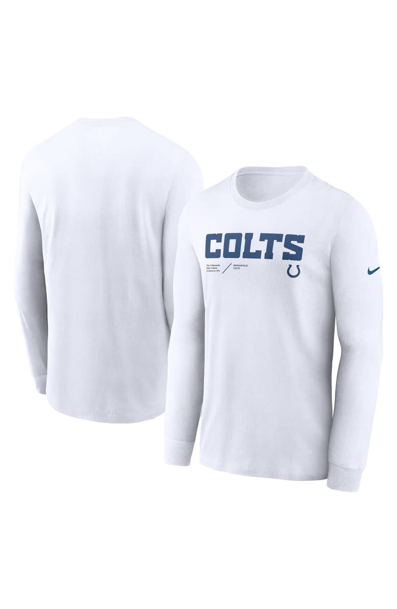 Nike Men's Nike White Indianapolis Colts Sideline Infograph Lock Up Performance Long Sleeve T-Shirt, Main, color, White