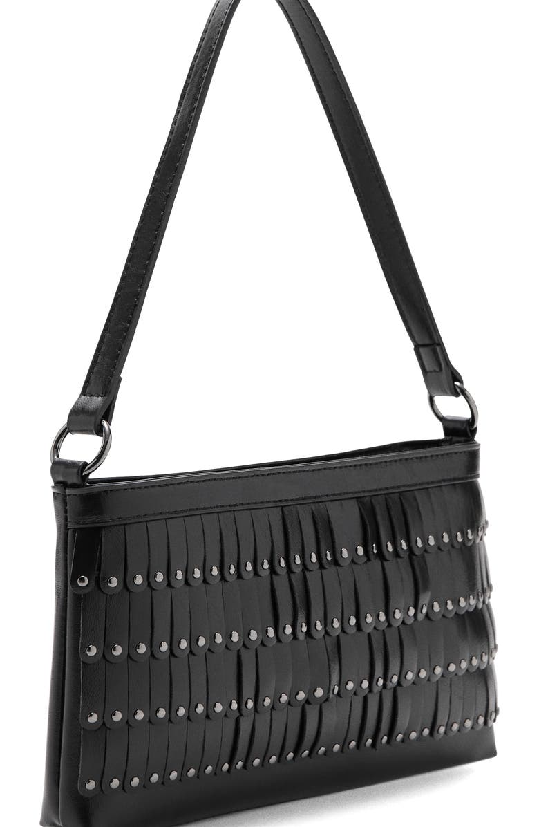 MANGO TEEN Stud Fringe Shoulder Bag, Alternate, color, Black