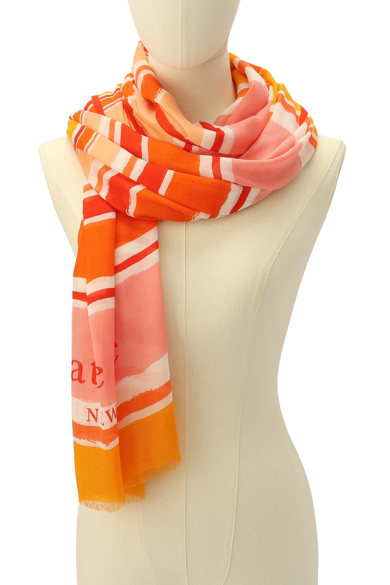ocean stripe oblong scarf, Alternate, color, PINK MULTI