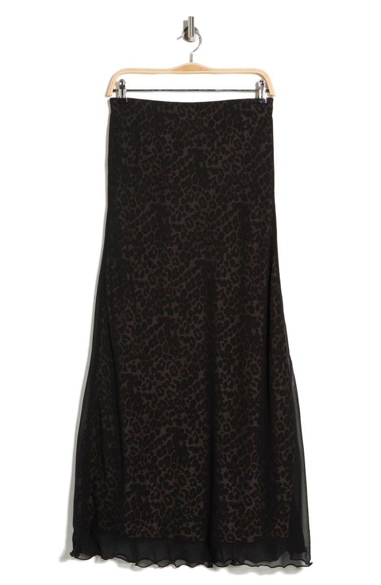 Parker Leopard Mesh Maxi Skirt, Alternate, color, Black/ Natural Sand