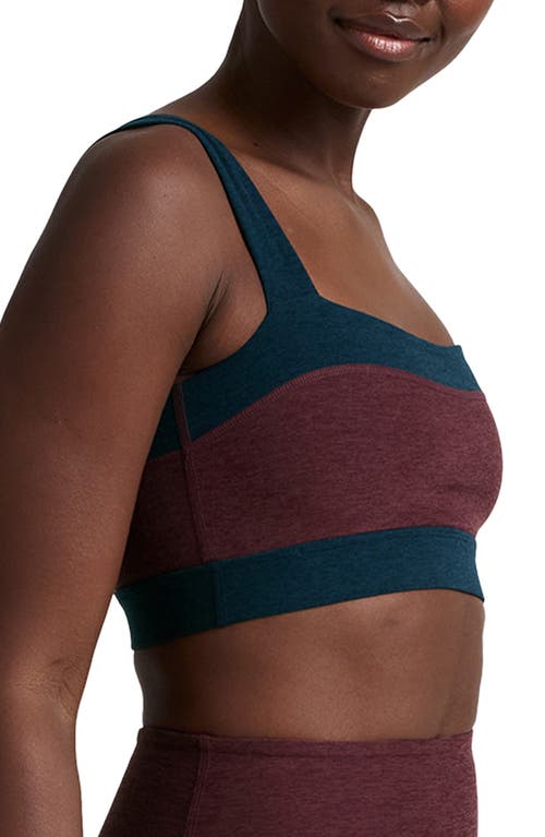 Beyond Yoga Spacedye Horizon Colorblocked Sports Bra In Burgundy