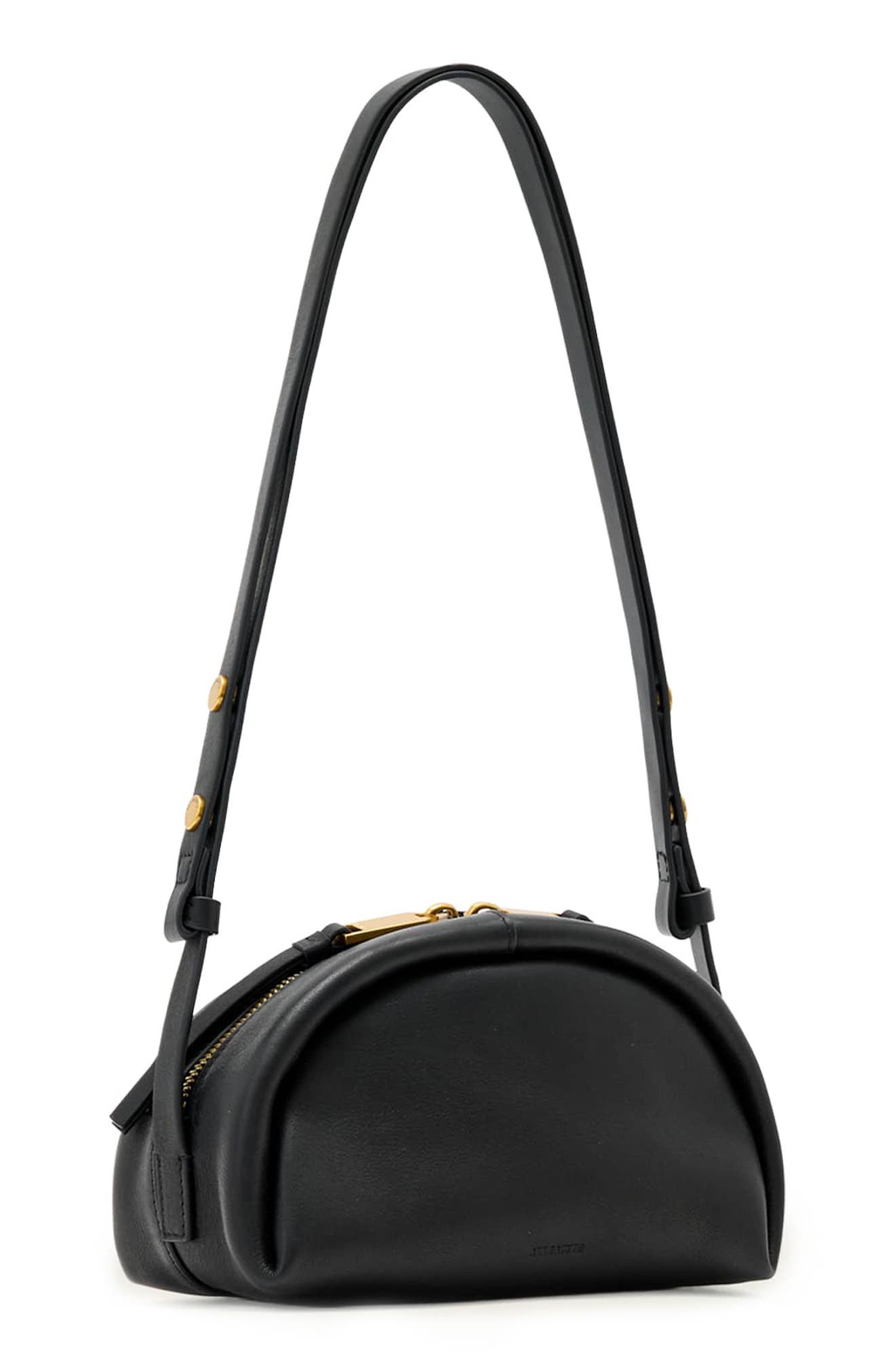 AllSaints Rosalie Arc Crossbody Bag, Alternate, color, Black