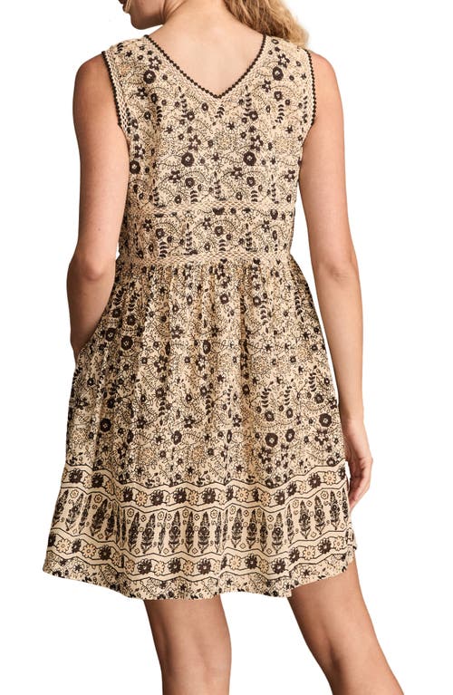 Lucky Brand Floral Embroidered Pintuck Cotton Mini Sundress In Neutral