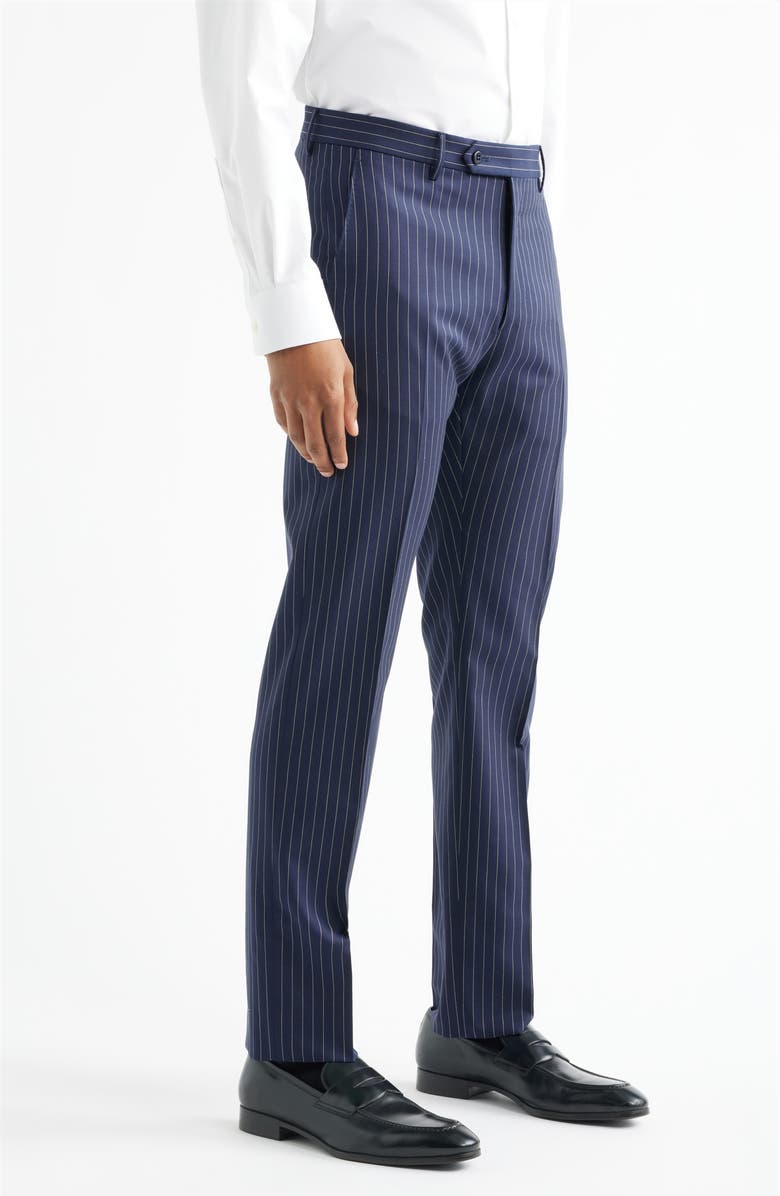 Zanella Noah Pinstripe Wool Blend Dress Pants, Alternate, color, Navy