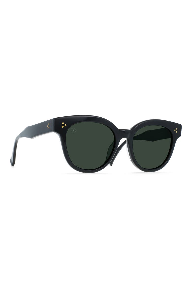 Nikol 52mm Polarized Round Sunglasses, Alternate, color, CRYSTAL BLACK / GREEN POLAR