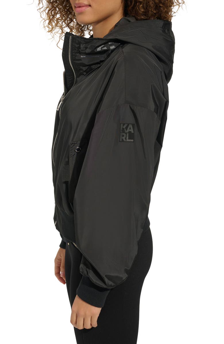 KARL LAGERFELD PARIS Logo Collar Bomber Jacket, Alternate, color, 