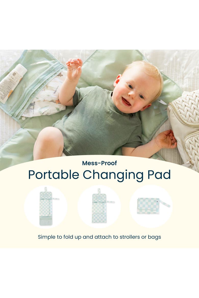 Portable/Foldable Waterproof Diaper Changing Pad with Smart Wipes Pocket, Alternate, color, Blue Checkers