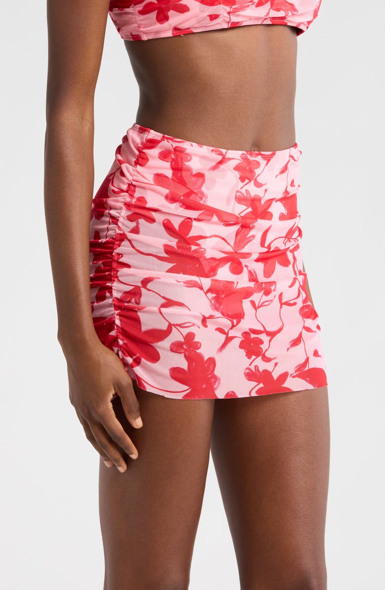 Hutch Tawnie Skirted Bikini Bottoms, Alternate, color, Lipstick Optimistic Floral