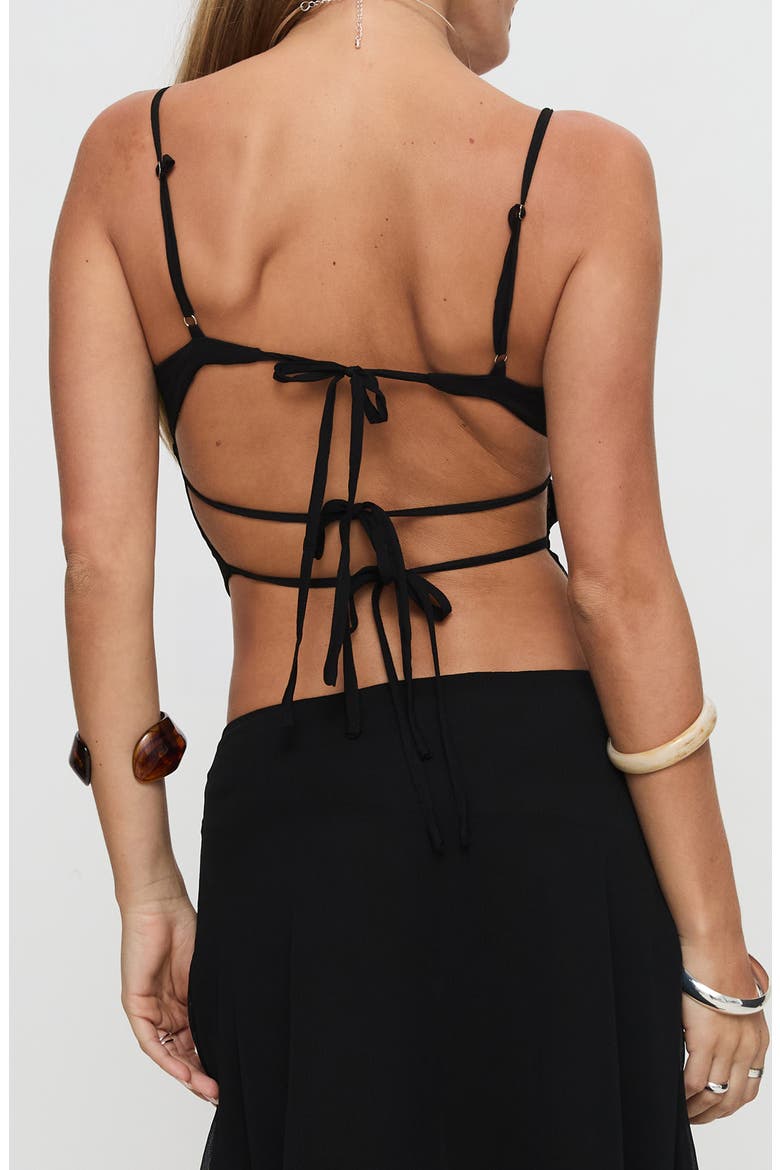 Pappilion Embroidered Open Back Camisole, Alternate, color, BLACK
