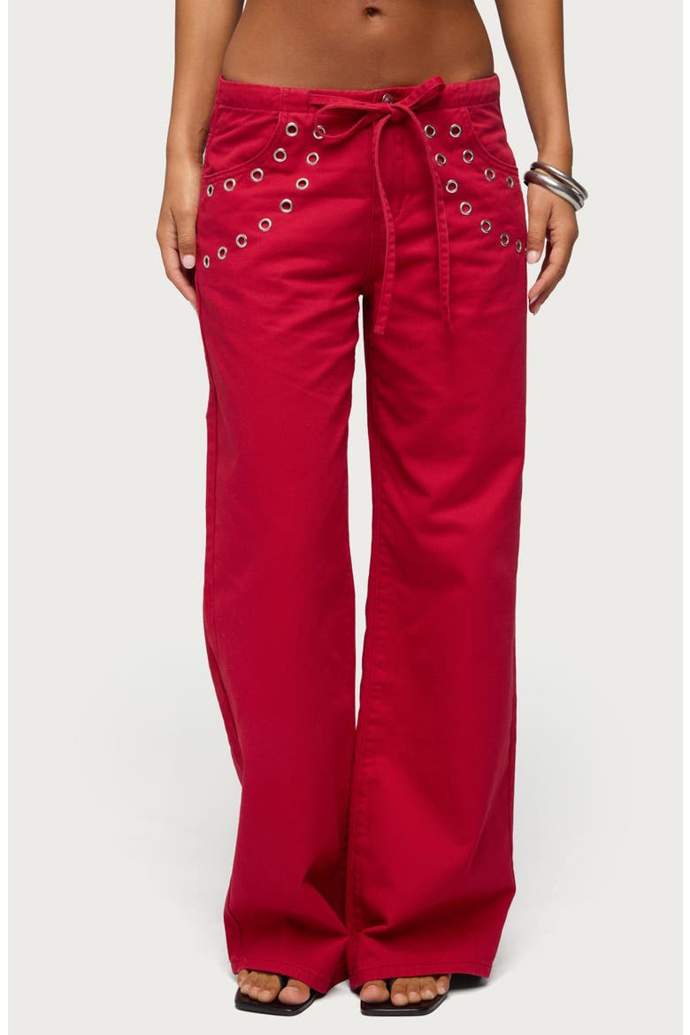 Kala Grommet Low Rise Baggy Jeans, Main, color, BURGUNDY